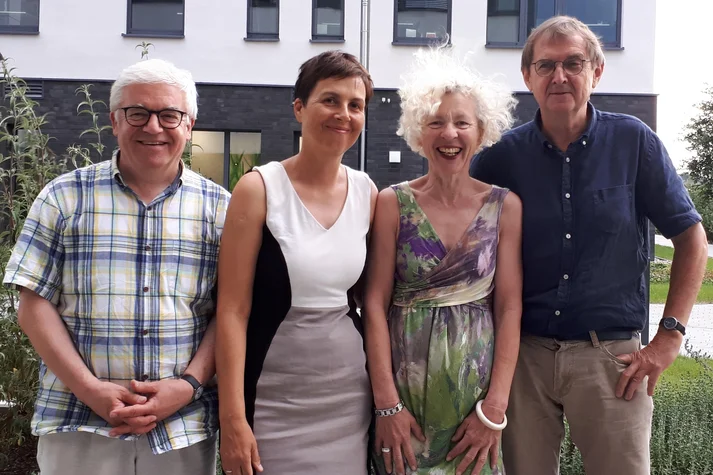 Der Vorstand des KUNST e.V. Nils König, Anne Moldenhauer (KAZ), Inge Mathes (DT), Willi Arnold (Lumiere) von links nach rechts