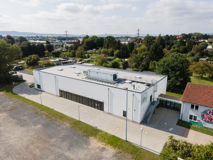 Luftaufnahme der Multigunktionhalle Einbeck