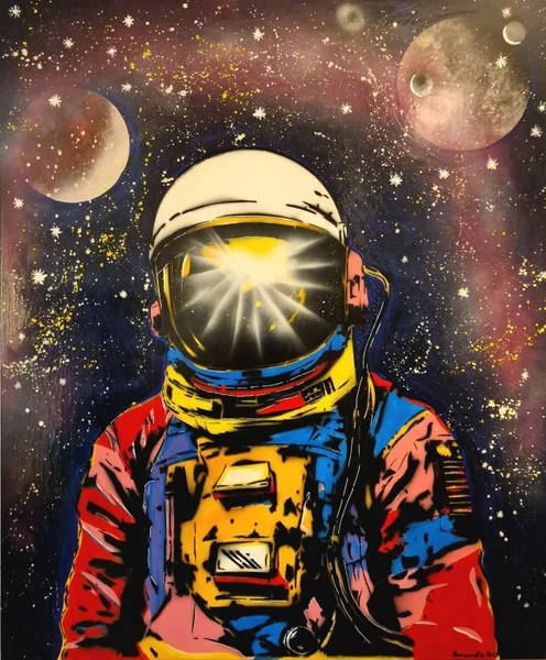 Gemälde Astronaut Weltall