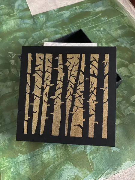 Schachtel mit goldenem Muster
