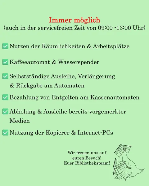 🟢 Selbstbedienung leicht gemacht: Das ist in der servicefreien Zeit für Sie möglich.