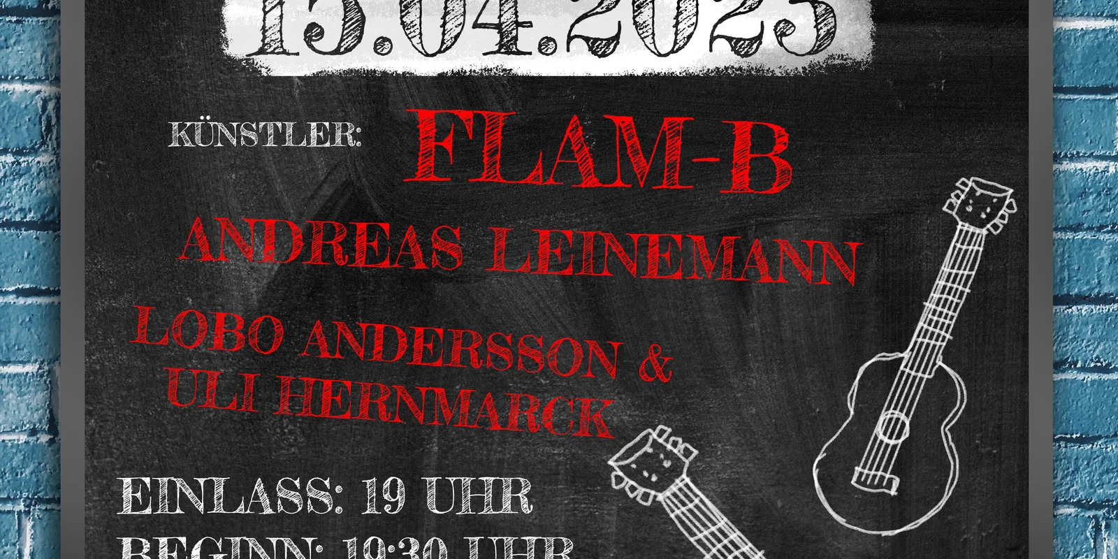 Saitenlkultur im alten Schulhof 15.04.2023 Künstler: Lobo Andersson & Uli Hernmarck, Lars BegeRaw (mit "Flam-B"), Andreas Leinemann.