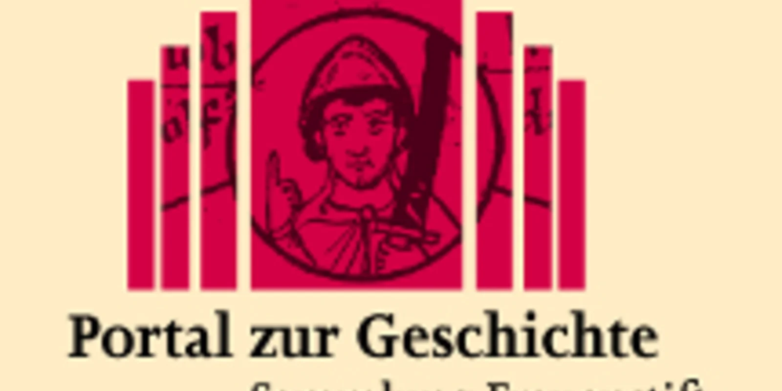 Das Logo des Portal zur Geschichte Sammlung Frauenstift Gandersheim in rot auf gelbem Grund