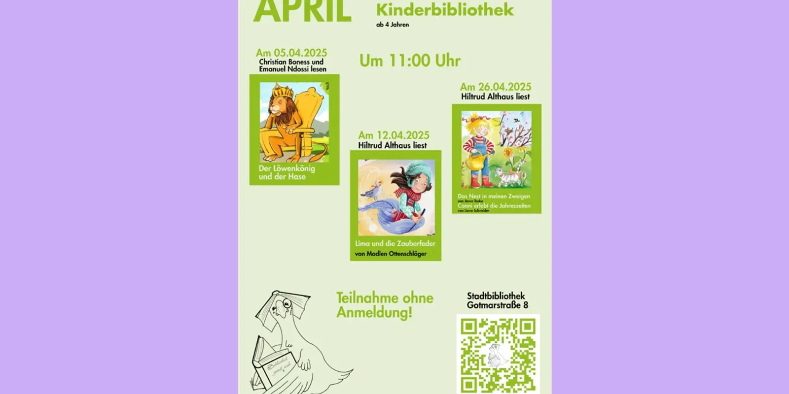 Plakat Samstagsvorlesen KB April