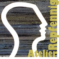 Umriss eines Kopfes im Profil mit Schriftzug "Atelier Repfennig"