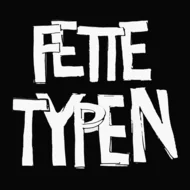"FETTE TYPEN" in schwarzer Schrift auf weißem Grund