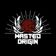 Wasted Origin Logo mit roter Rose und weißenb Flügeln