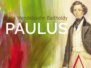 Plakat mit der Aufschrift "Felix Mendelssohn Bartoledy Paulus" und einem Bild des Komponisten