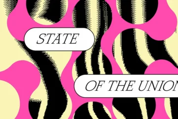 Abstraktes Bild mit Text "STATE OF THE UNION"