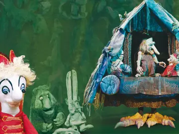 Montage verschiedener Figuren aus dem Stück Die Froschprinzessin