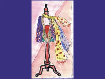 Gezeichnetes Kleid auf Kleiderständer