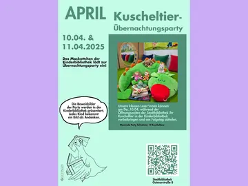 Plakat Kuscheltierübernachtung April
