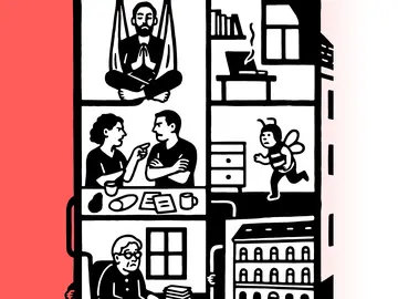 Illustration von einem Haus im Querschnitt