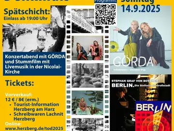 Konzertabend mit GÖRDA und Stummfilm mit Orgelbegleitung - Tag des offenen Denkmals - Spätschicht