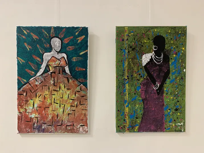 zwei Bilder der Ausstellung vom Frauenhaus