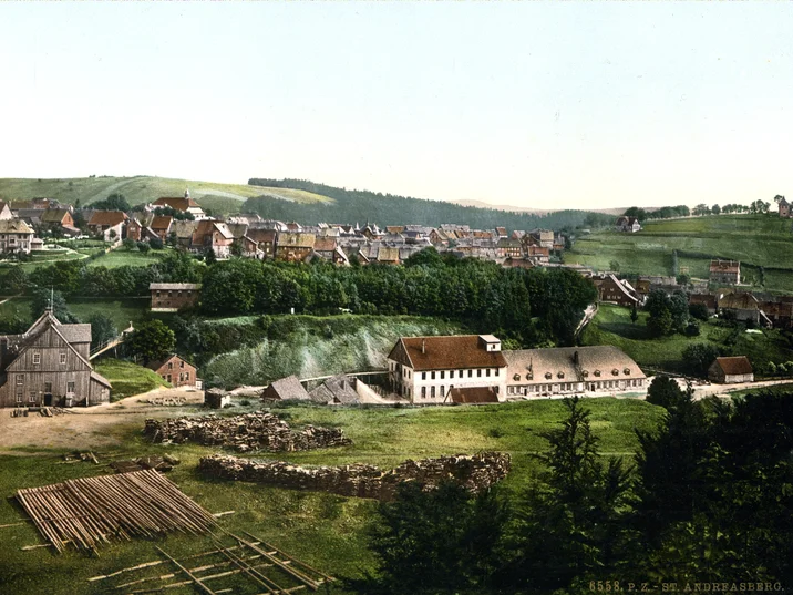 Bergwerksensemble mit Erzwäsche um 1900