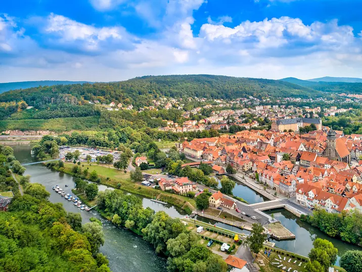 Luftaufnahme der Stadt Hann. Münden
