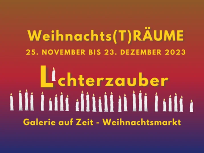 Weihnachtsträume. 25.11. bis 23.12.2023. Öffnungsnzeiten: Mo-Sa 10-18 Uhr; So 13-18 Uhr; KUNST am Schilde, Am Schilde 2, Osterode; Lichterzauber, Galerie auf Zeit, Weihnachtsmarkt. 