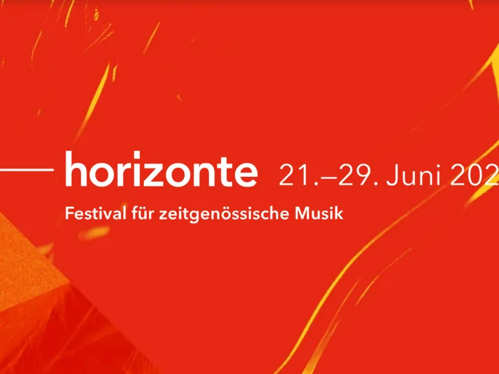 Header Horizonte Festival vor abstraktem roten Hintergrund